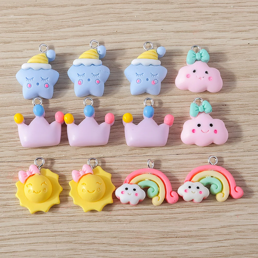 Tusember 15 Stück/Set Mix Niedliche Mädchen Regenbogen-Lutscher-Blumen-Charms für Schmuckherstellung, Niedliche Ohrringe, Halsketten-Anhänger, Kinderspielzeug – Detail 6