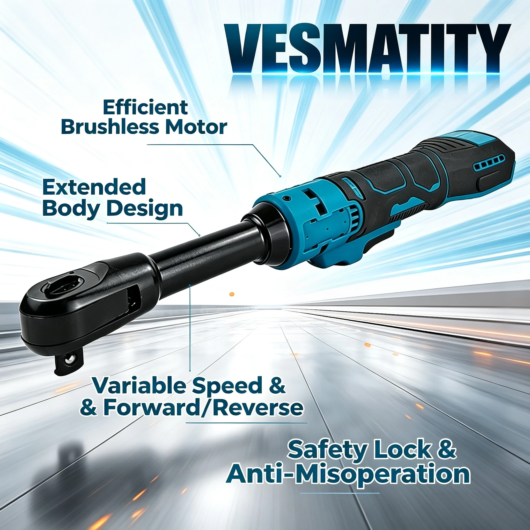 Vesmatity Right Angle Ratchet Wrench 1/2 3/8 Brushless LED Variable Speed Cordless for Makita 18V Plus Power Tool