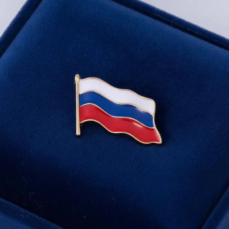 Russian National Flag Themed Brooch Shiny Enamel Unisex Pin for Men Women Coat Hat Suit Daily Casual Wear