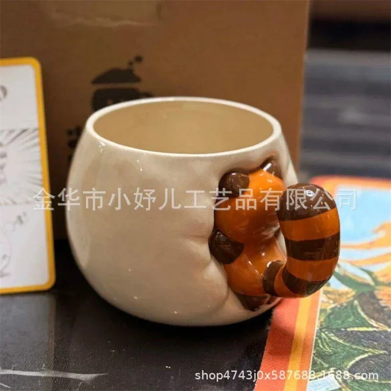 Mug en céramique 3D mignon en forme de fesses de raton laveur, grande capacité, style Ins, fait main, tasse à café originale pour les amoureux des animaux, cadeau de Noël ou d'anniversaire