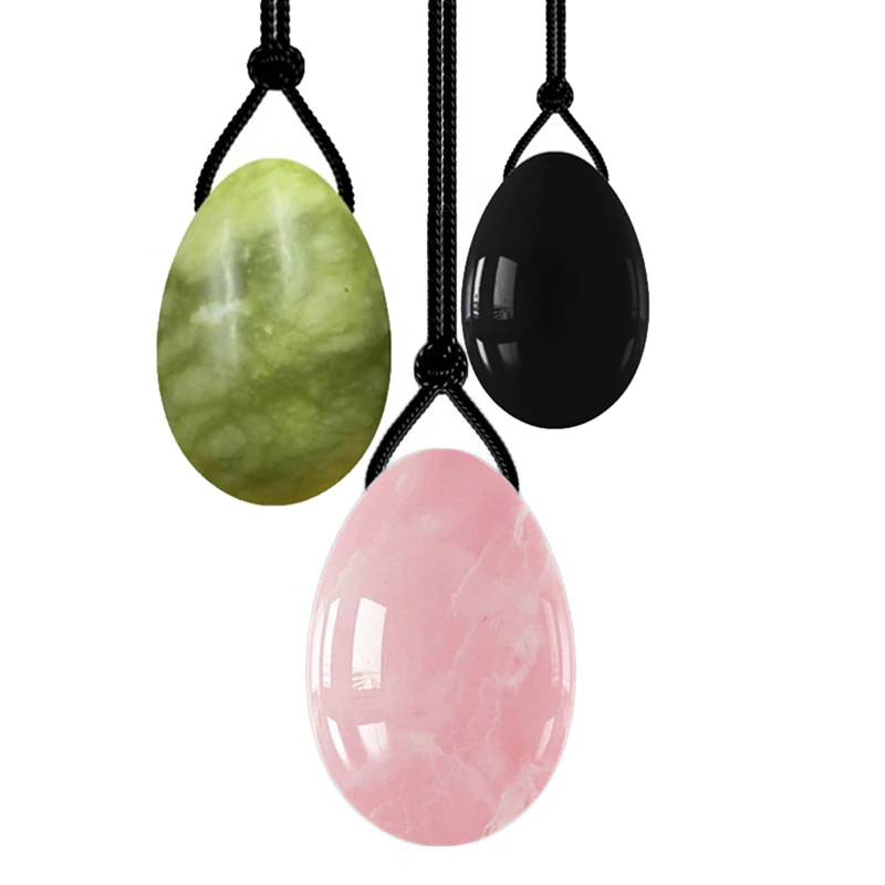 1PCs Natural Yoni Egg Rose Quartz Jade Kegel Exerciser Crystal Ball For Women Vaginal Muscle Pelvic Floor Tightening Training