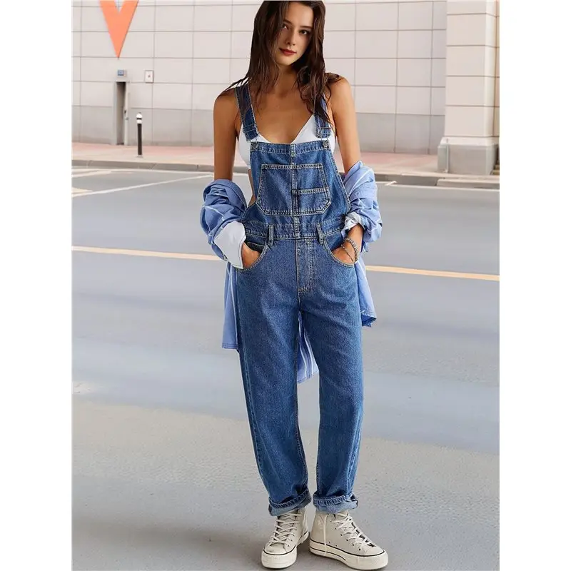 ABRT-Womens Overalls Denim Bib Overalls Leg Adjustable Strap Jean Pants Jumpsuits With Pockets Trendy view 2