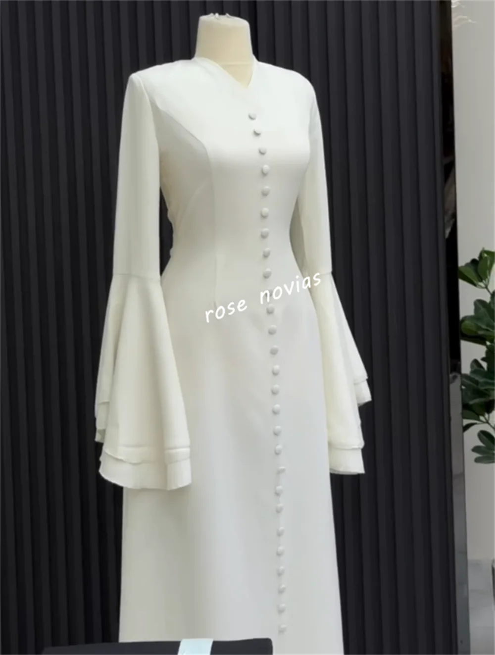 Personalizado jérsei botão com decote em v a linha vestidos midi sob medida ocasião mulher elegante festa de casamento clássico alta qualidade