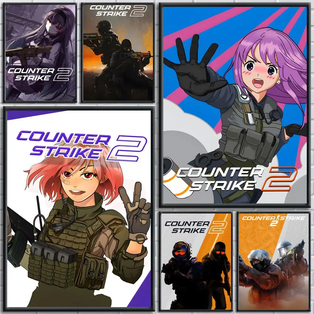 Tactical Game C-Counter-Strike 2 Poster Removable Wall Sticker Mural for Living Room – Art Poster Home Decoration Decal