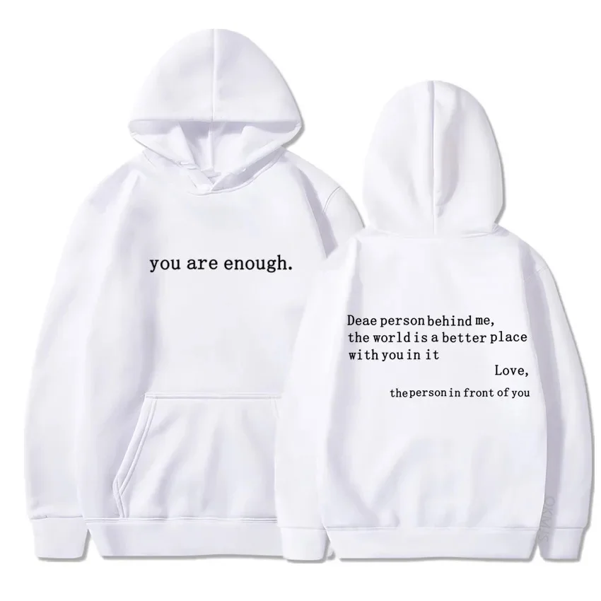 new top fashion Dear Person Behind Me Hoodie With Kangaroo Pocket Pullover Vintage Aesthetic Words on Back Unisex Trendy