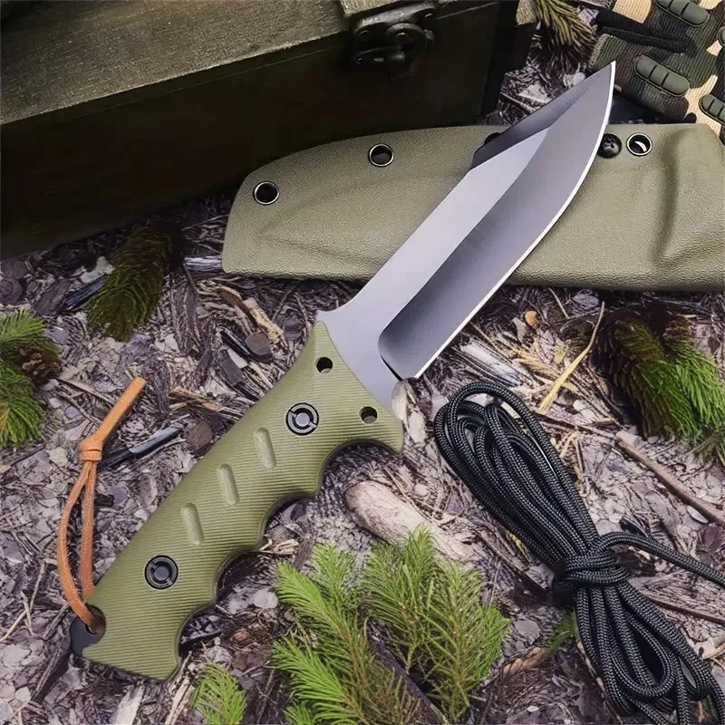 Outdoor camping straight knife, camping necessary K sheath knife set, high-hardness knives portable knives, outdoor hunting knif