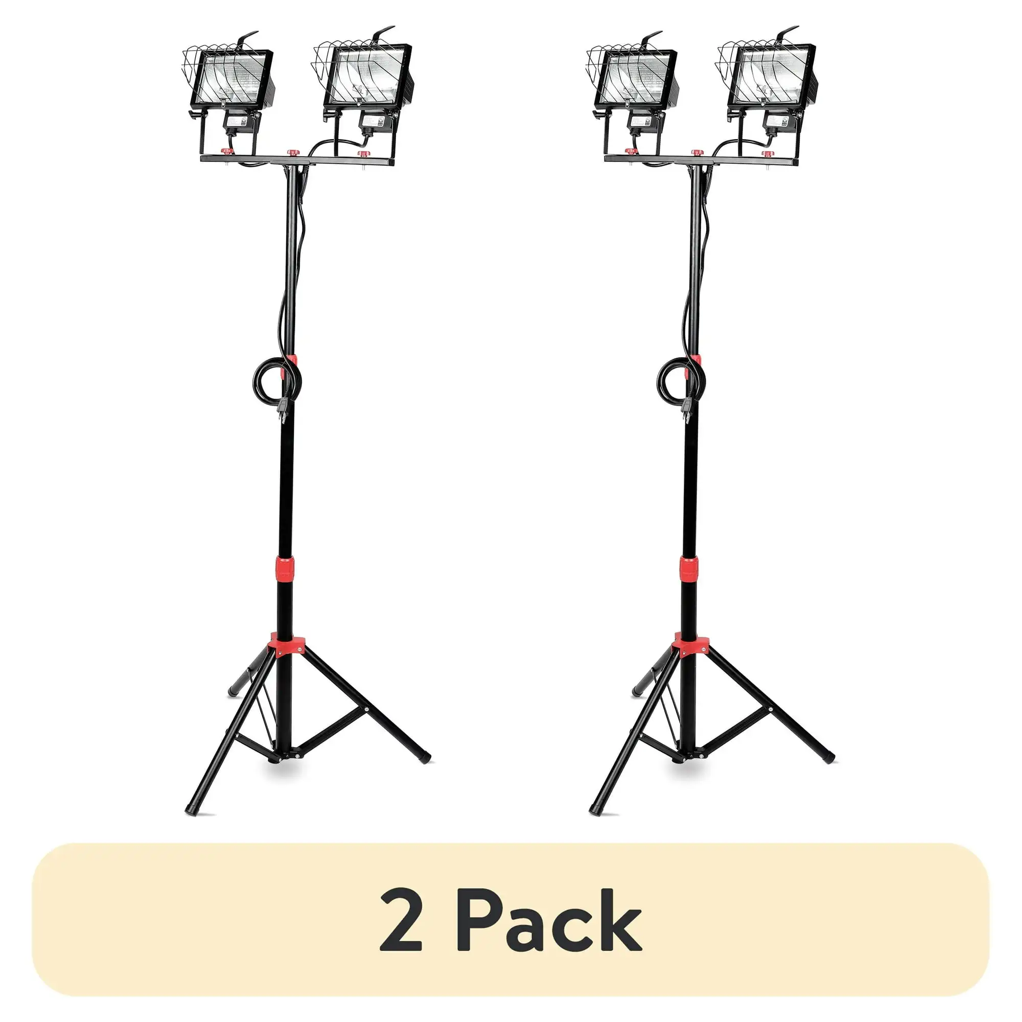 

(2 pack) Hyper Tough 1000W Halogen 2 Light Corded Tripod Mounted Portable Work Light, 7625