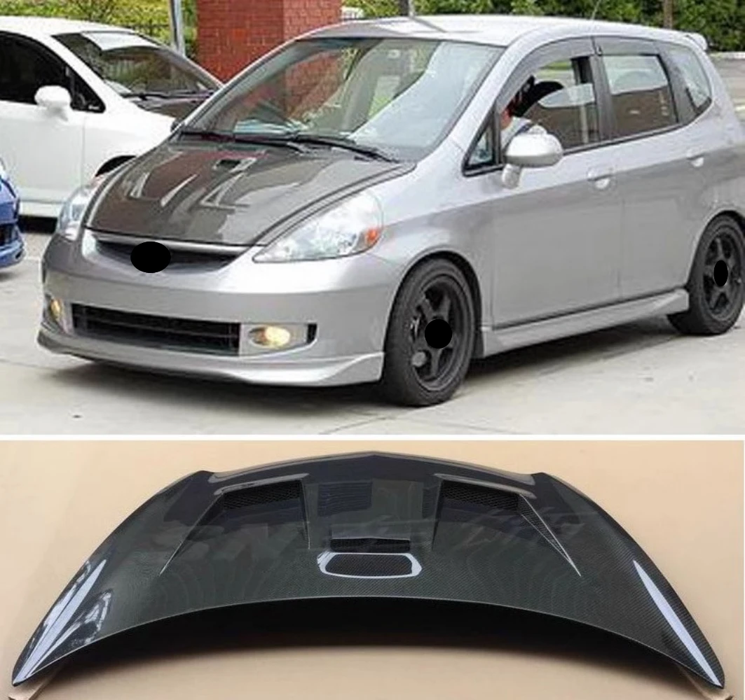 

Капот двигателя автомобиля из углеродного волокна для Honda FIT JAZZ 1st GD3, модифицированная крышка двигателя, объемные автомобильные аксессуары