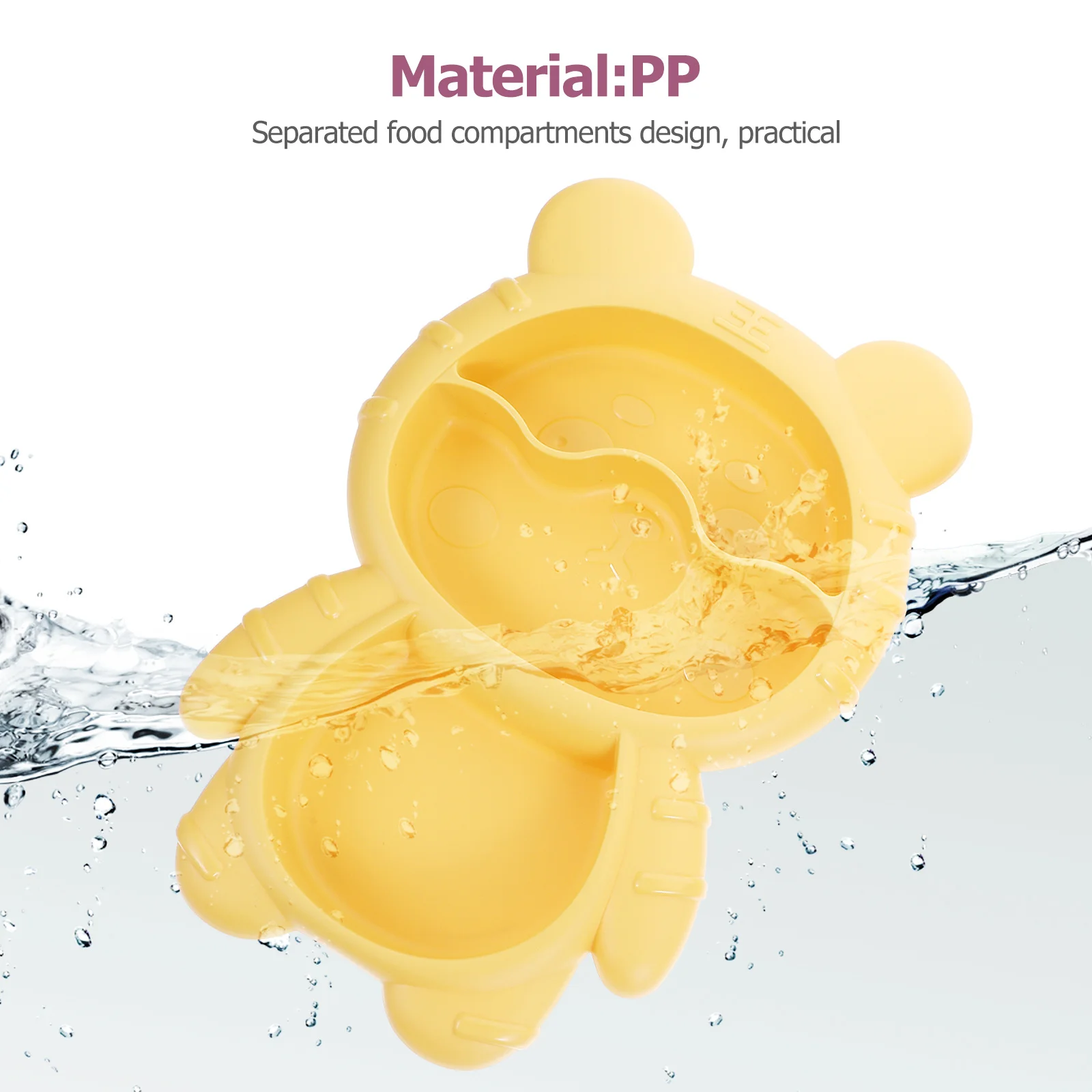 

1 set 1 Set Anti-Slip Baby Set Divided Food Plate For Toddler Snack Dinner Storage Kids Tableware Training Plate Fork Spoon