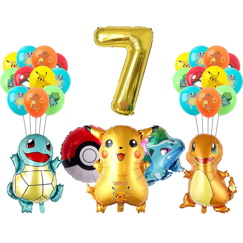 Pokemon Verjaardagsfeestje Levert Pikachu Ballonnen Servies Tafelkleed Plaat Servet Banner Achtergrond Verjaardag Decoratie voor Kinderen