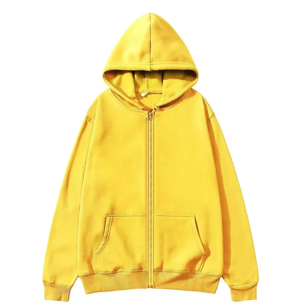 High-Street-Hoodie für Herren, einfarbig, mit Reißverschluss, langärmelig, locker geschnittene Jacke, lässiger Kapuzenpullover, Y2K-Mode, Outdoor-Bekleidung – Detail 11