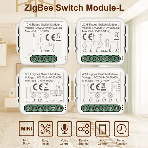 Imagen 2 del producto Módulo de interruptor inteligente GIRIER Tuya ZigBee 3,0, No requiere cable neutro, interruptor de luz DIY para hogar inteligente, funciona con Alexa y Google Home