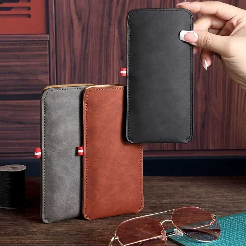 Fashionable PU Leather Glasses Bag Rectangle Soft Glasses Cover Portable Inner Velvet Surface Glasses Pouch Home/Outdoor