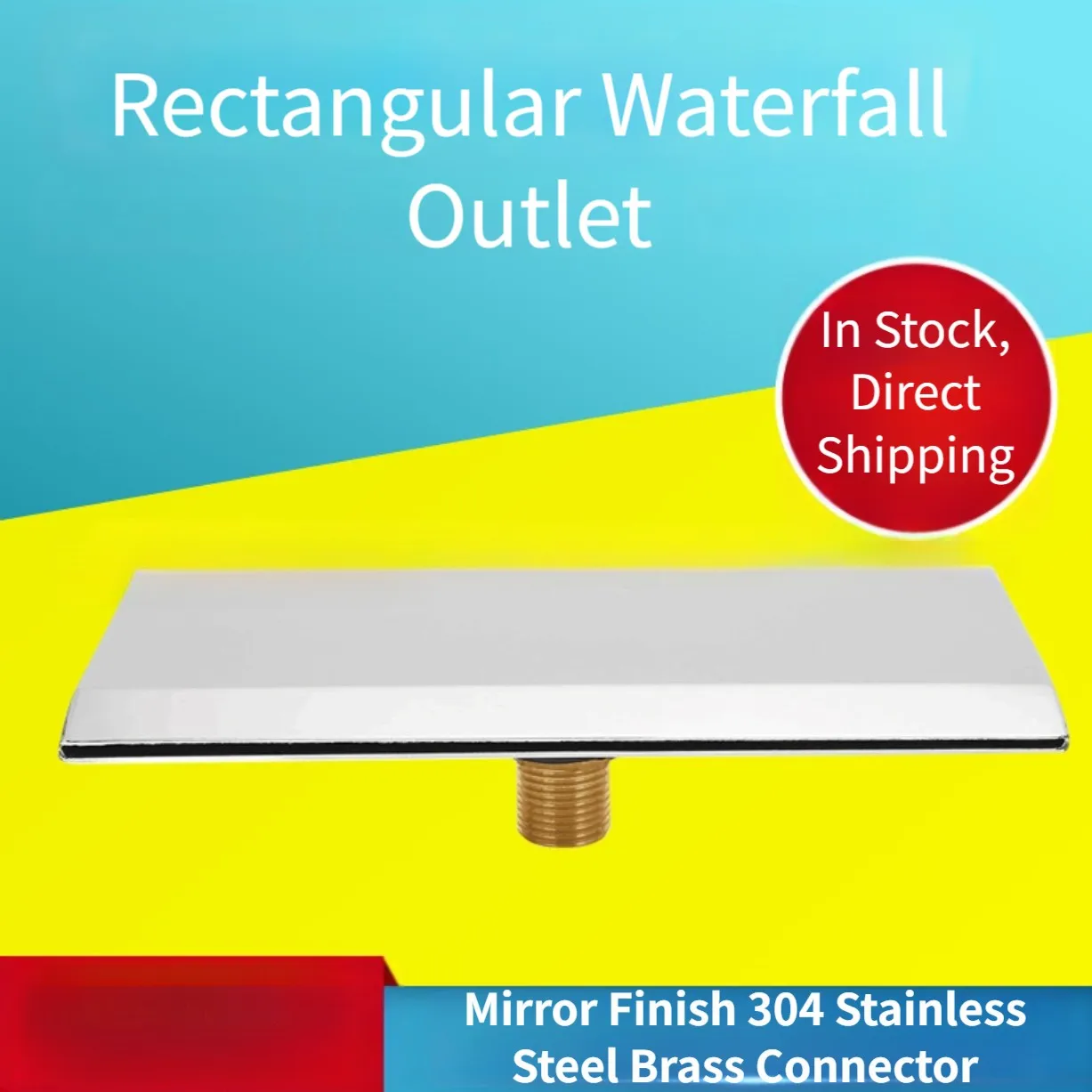 Small Stainless Steel Pool Waterfall Outlet 3 Sizes Rectangular Square G1/2 External Thread Spa Bathroom Sink Faucet Accessory
