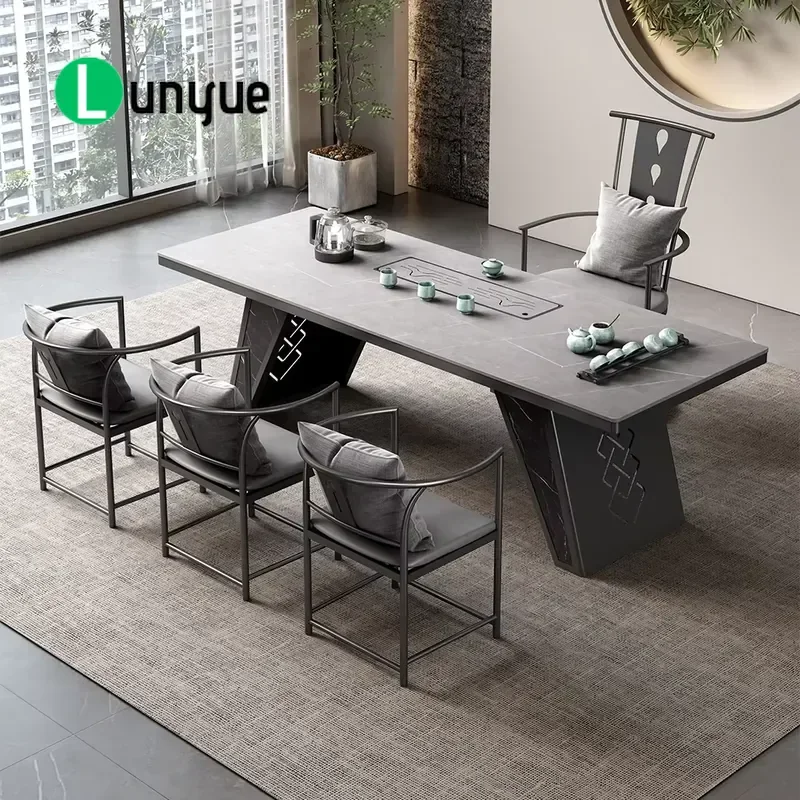 Modern Japanese Wooden Coffee Table Set with Stone Marble Top High Quality Elegant Living Room Furniture Home Decor