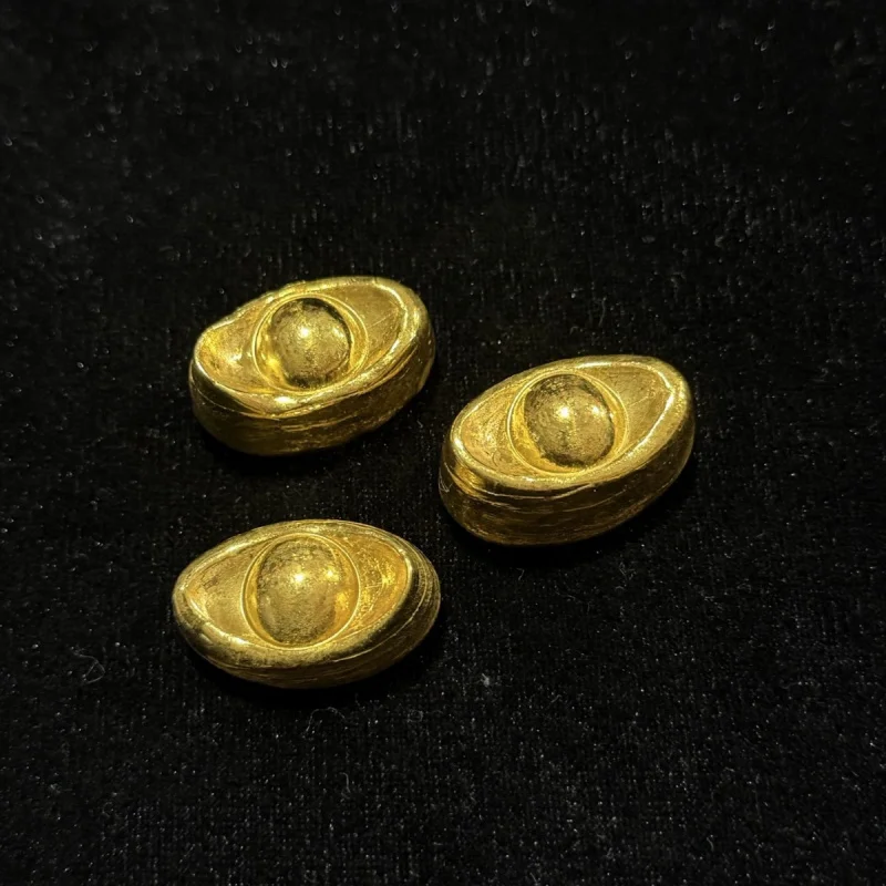Solid small gold ingots, silver coins, gold bars, collectible heirloom treasures, handcrafted from pure copper