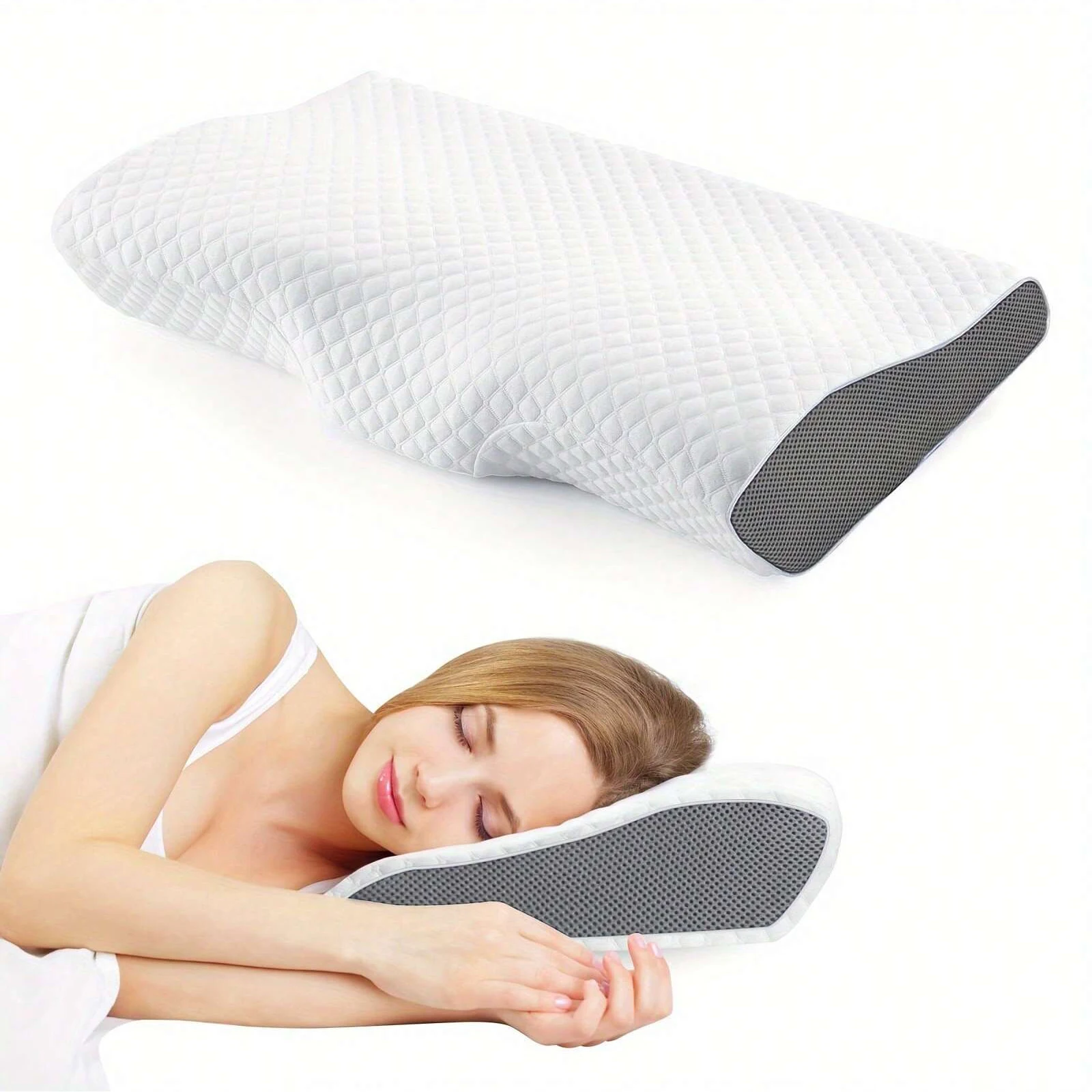 1pc Memory Foam Pillow, Sleeping Pillow For Side, Back And Stomach Sleepers, Neck Contoured Support Pillow Improves Sleep