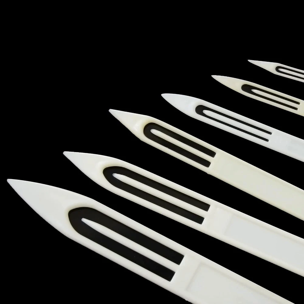 7 Pcs/Set Fishing Line Equipment Repair Netting Needle Shuttles White Plastic Fishing Accessory-Size:3#-9#
