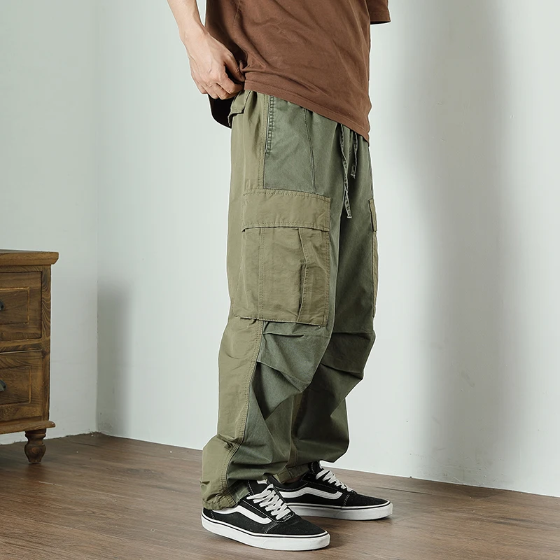 

Loose Straight Leg Workwear Trousers with kets AB Fabric Color Blo Casual Outdoor Faionable Summer Men's Pants