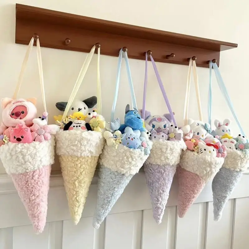 Cinnamoroll Kuromi Hello Kitty Pochacco Sanrio Cute Ice Cream Cone Dolls Figurine Bouquet Anime Plush Toy for Girl Birthday Gift