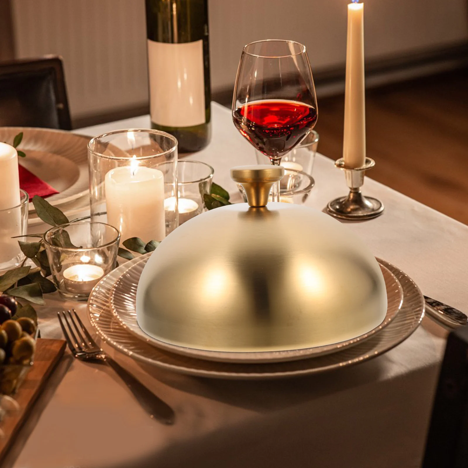 

Compact Stainless Steel Food Cover Dome for Western Cuisine Steak Plates Fresh Keeping Protective Lid for Home Kitchen Use