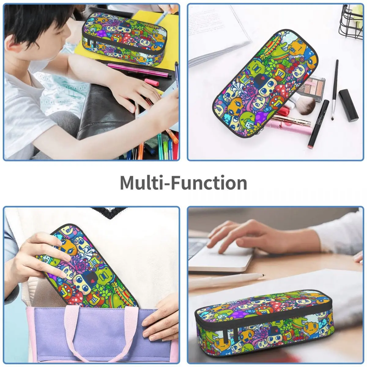 Cute Anime Game Tamagotchi Pencil Case for Boy Girl Large Capacity Feed Me Cartoon Pencil Pouch School Supplies view 6
