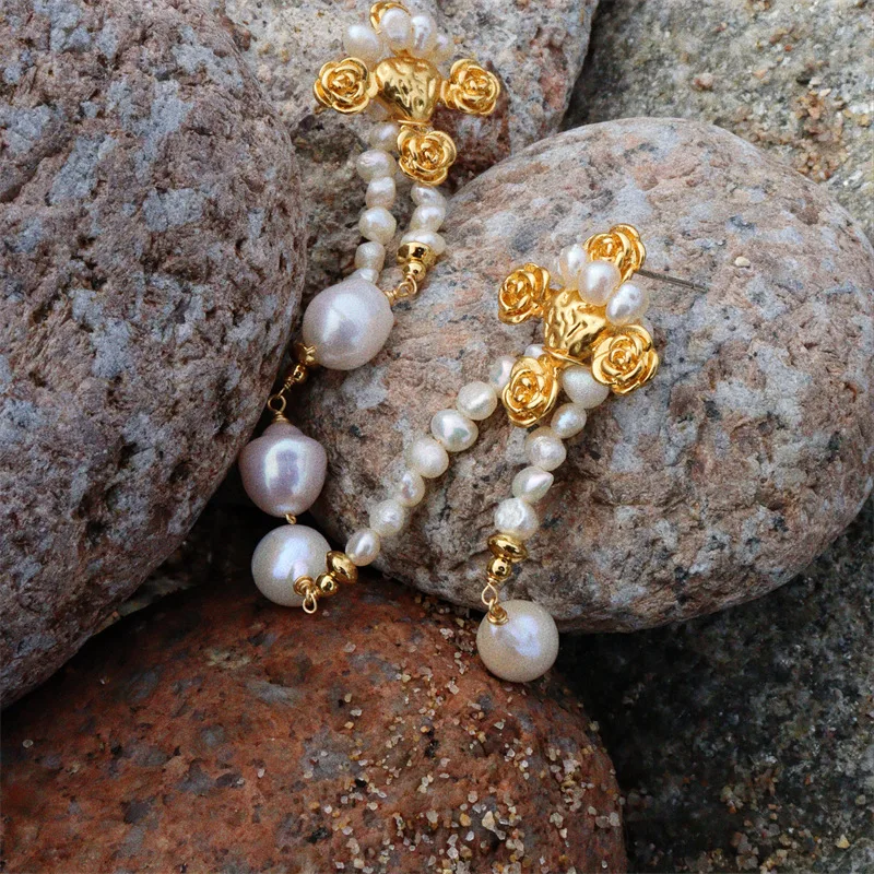 Russia Style Retro Exaggerated Temperament Natural Pearl Tassels Earrings Classic Pearl Fragrance Style Earrings in Variety Ways