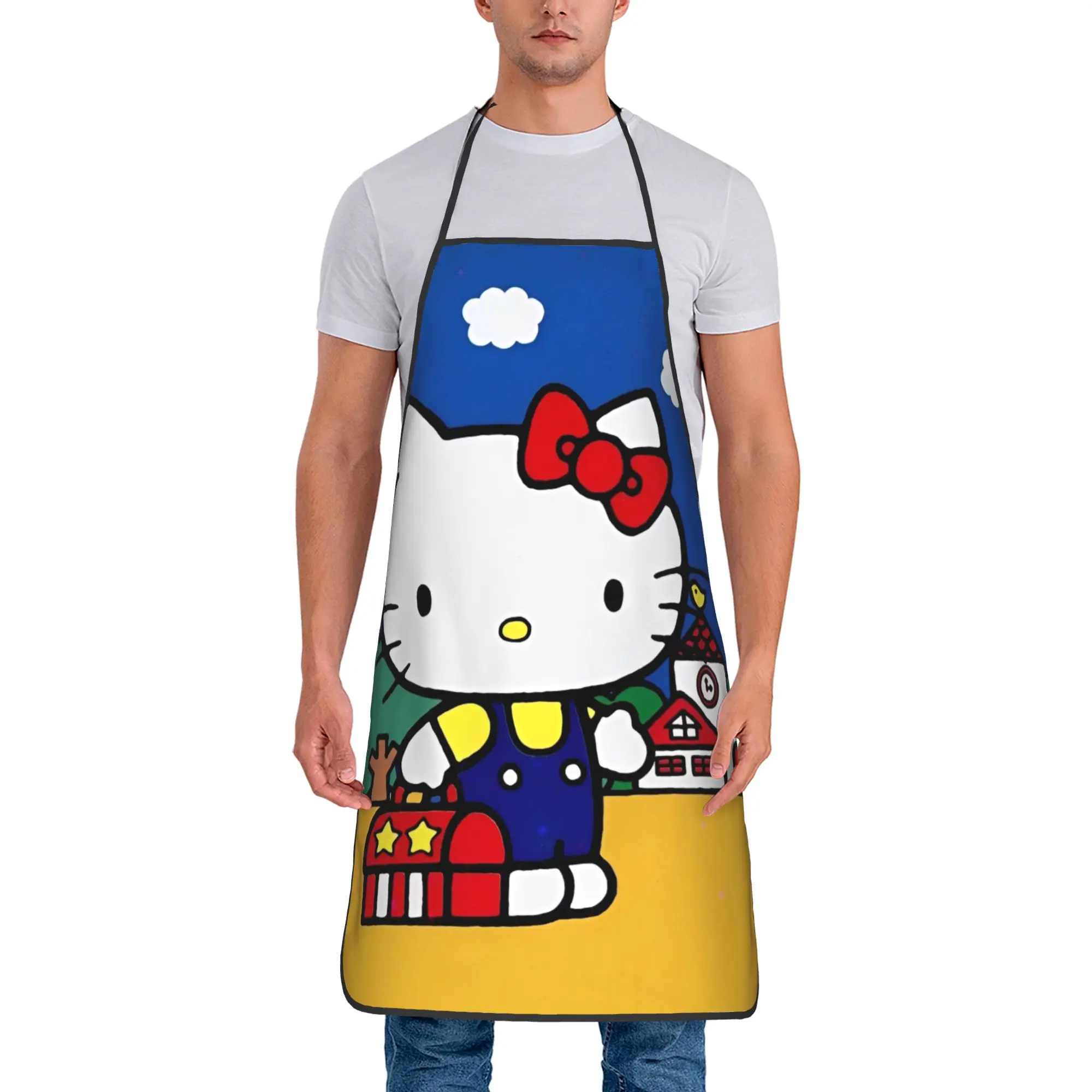 

Hello Kitty Cuisine Grill Baking Apron Oil-proof Kawaii Cat Bib Tablier for Chef Barista Cooking Home Cleaning
