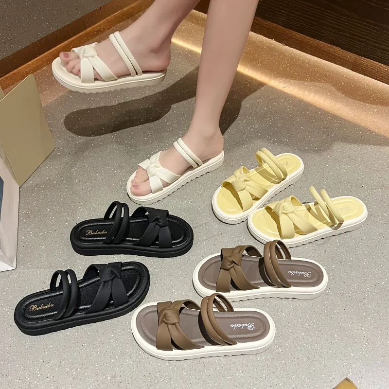 2026 New Bowknot Women's Sandals Summer Women's Pumps and Heels Fashion Platform Elegant Beach Woman Shoes Women's Slippers
