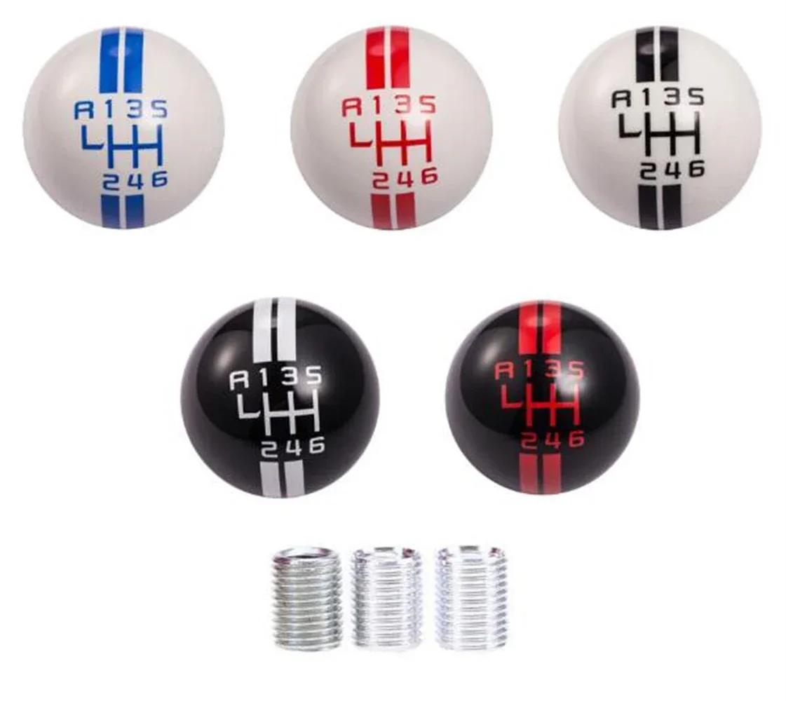 Universal 6 Speed Resin Ball Head Stripe Car 6 Speed Manual Gear Shift Knob Shifter Fit For Ford Mustang Shelby GT500