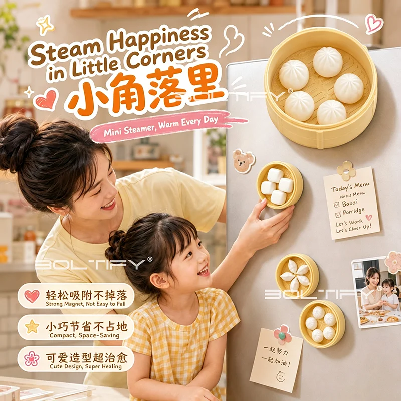3D Printing Bun Dumpling Fridge Magnet Realistic Plastic Chinese Dim Sum Refrigerator Magnet Whimsical DIY Label