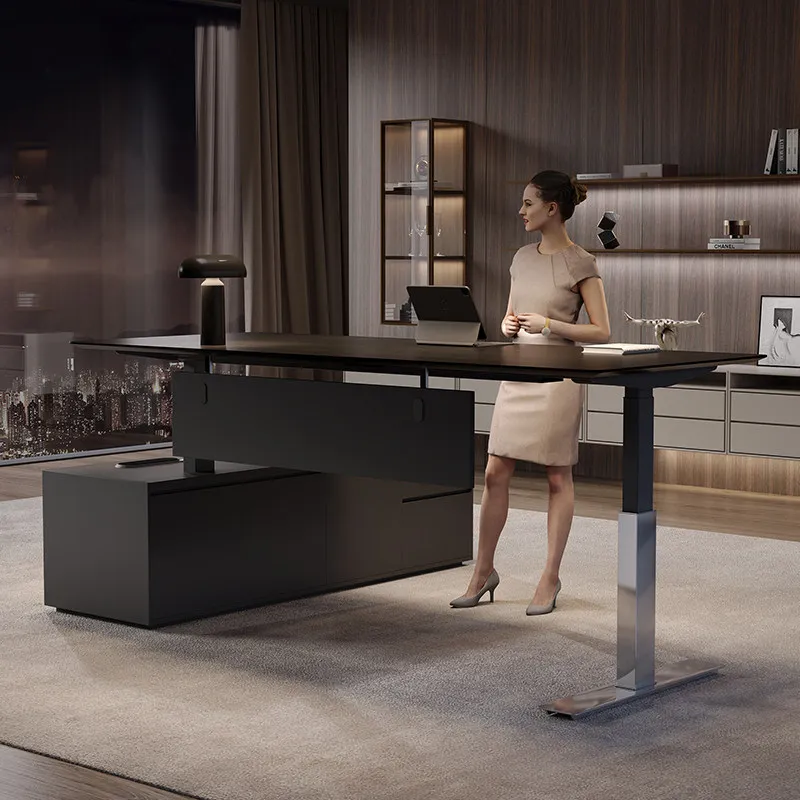 

Smart Electric Lift Executive Desk 1600-2400mm Modern CEO Boss Desk Office Desk with Wireless Charging for Executive Office