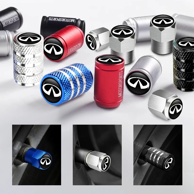 4Pcs Car Tire Valve Stems Cap Aluminum Tyre Wheel Stem Air Valve Cover Airdust For Infiniti Q50 FX35 Q30 G37 Q70 QX70 G35 Q60 QX