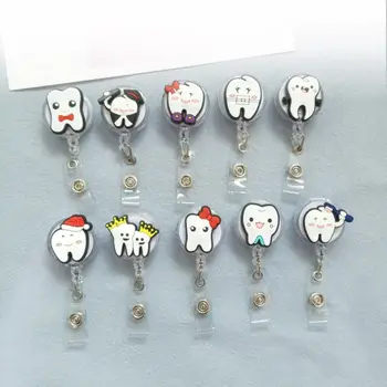 歯科医用格納式漫画バッジホルダー、名前タグ、チェストカード、IDカードホルダー、歯形リール