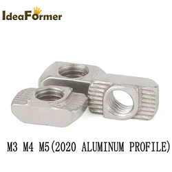 50pcs M3 M4 M5 2020 Series T NUT T Slot Hammer Aluminum EU Standard Nickel Plated Profile Accessories Carbon Steel Connector