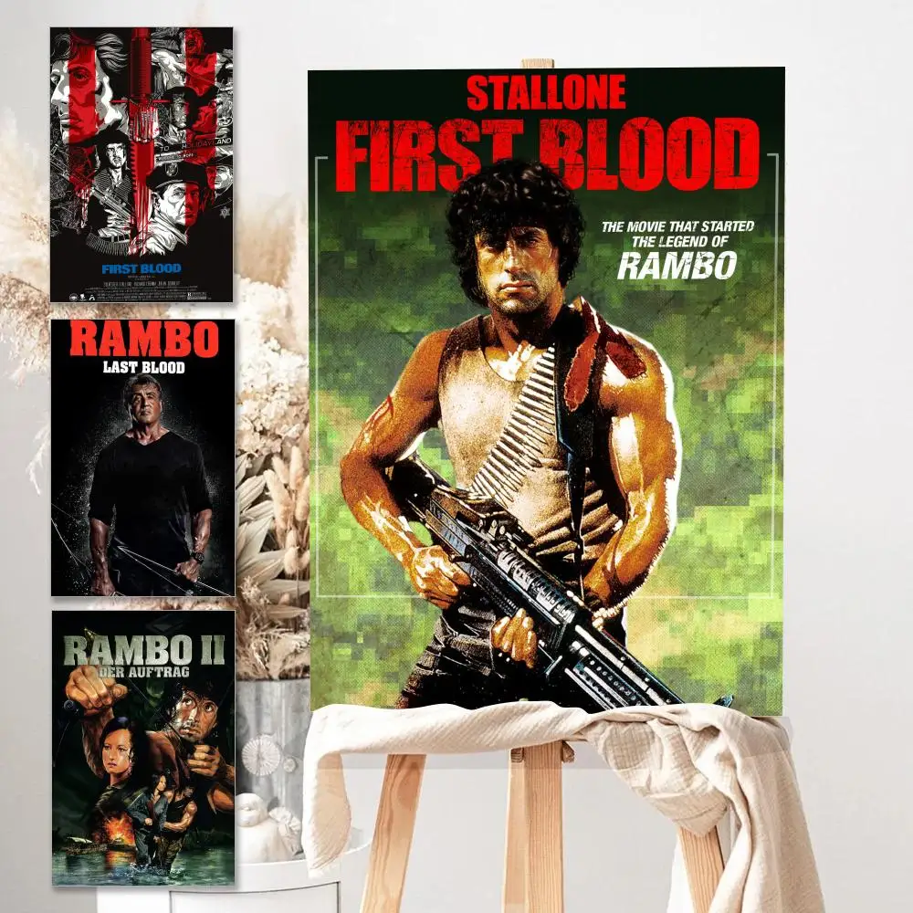 Poster HD Anime Hot Theme Singer/OST/Movie-Waterproof Self-Stick Home Decor (First Blood)Rambo First Blood