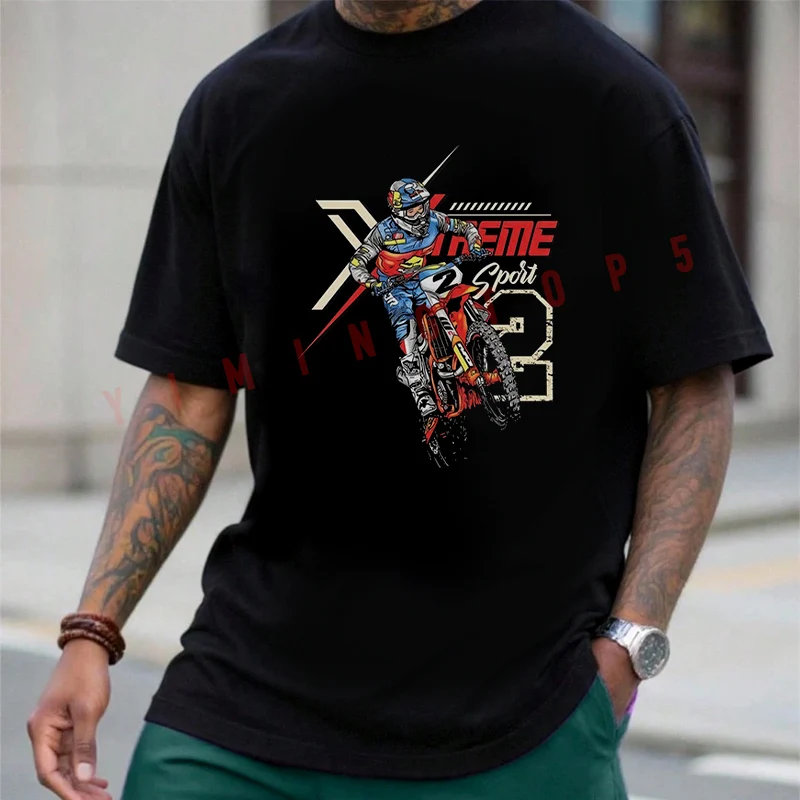 

Cool Motorcycle Rider Graphic Cotton Men's Moto T-shirt Fashion Casual Summer Comfortable Short Sleeve Tops
