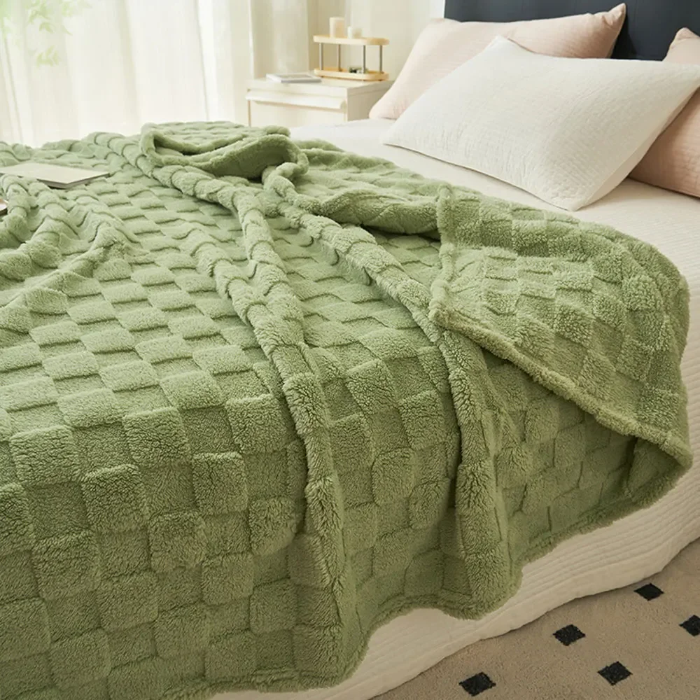 

Waffle Blanket Thickened Milk Velvet Four Seasons Blanket Nap Shawl Home Sheets Soft Warm Portable Blanket