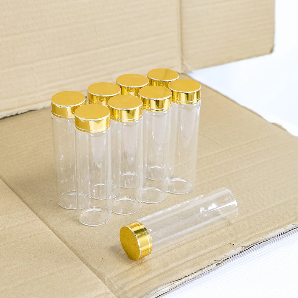 6pcs 90ml 37x120mm Glass Storage Bottles with Golden Screw Plastic 90cc Cap Seal Leakage Proof Clear High Quality Jars Vials