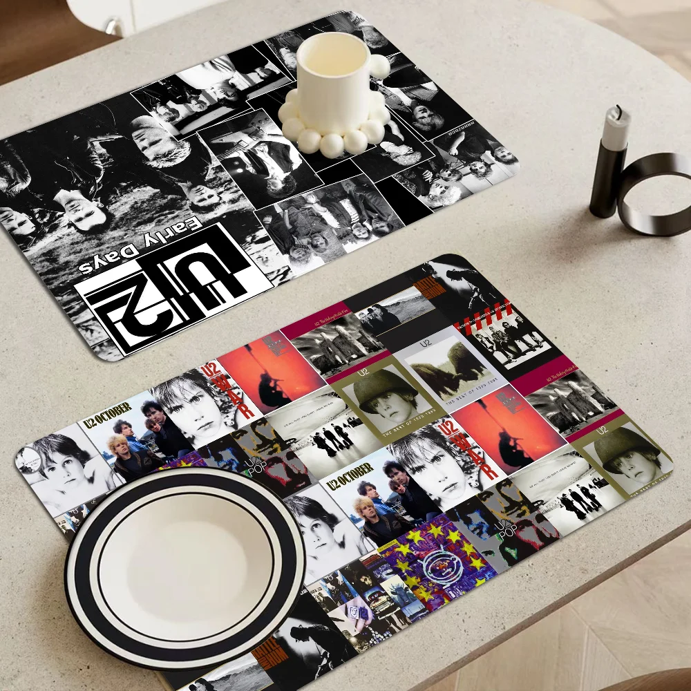 

U2 Kitchen Drainage Mat Retro Style Dish Drying Pads Absorbent Placemats Drainer Tableware Mats Accessories