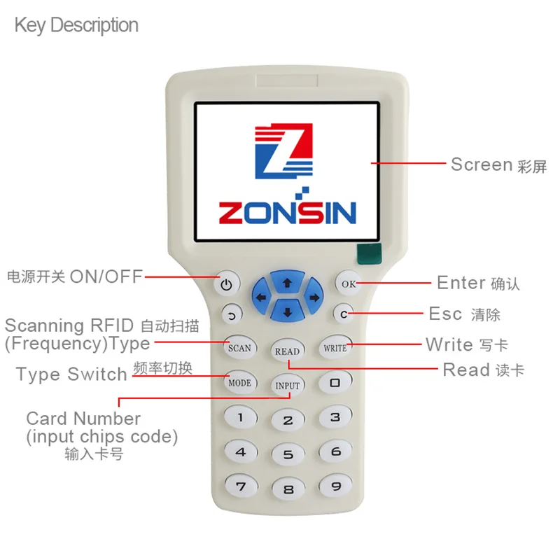 ZX-300CD NFC Smart Card Reader Writer RFID Copier 125KHz 13.56MHz Duplicator USB Fob Programmer Key Copy Encrypted 10 Frequency