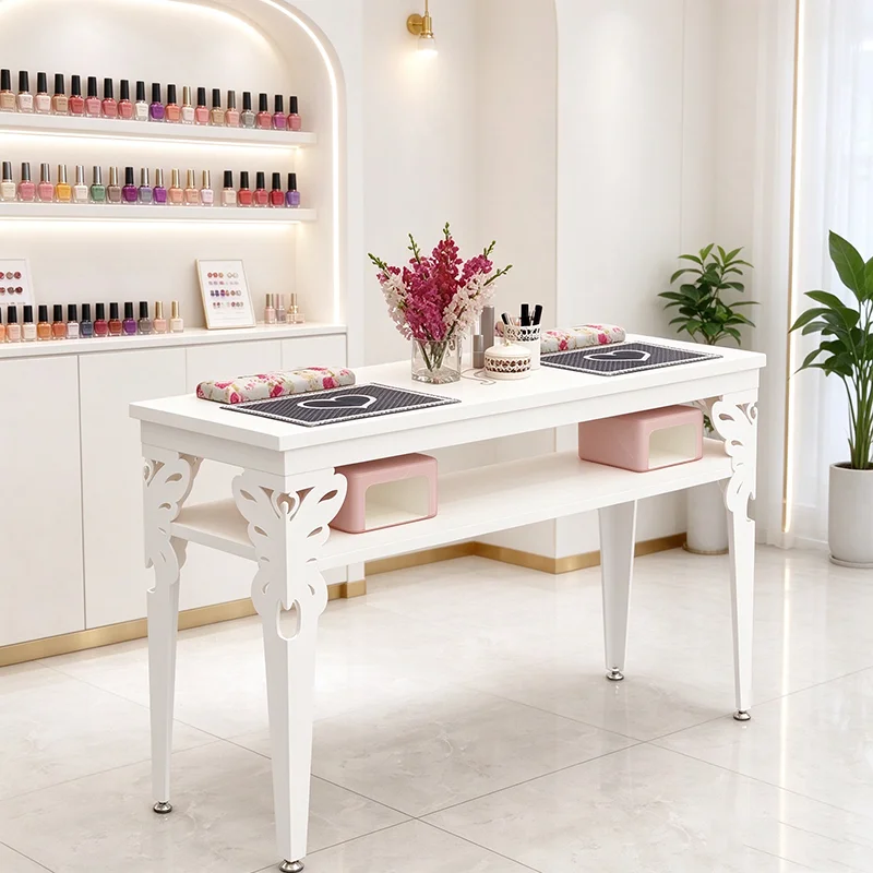 French Design Nail Desk Modern Kawaii Premium Aesthetic Nail Desk Multifunction High Quality Table Manucure Nail Salon Furniture