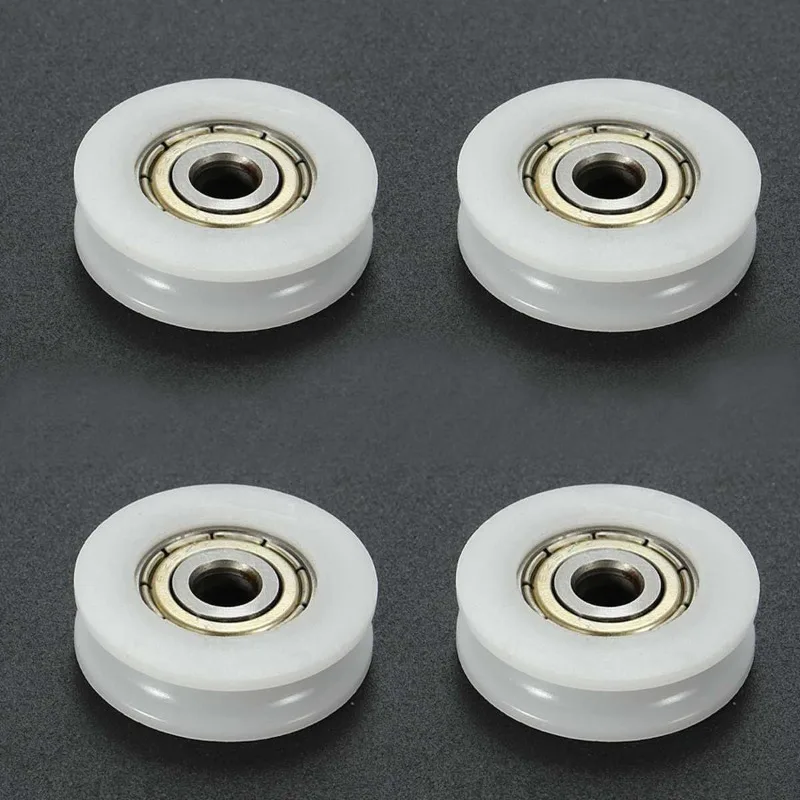 4/10Pcs/Pack Round Nylon Pulley Ball Bearing Wheel U Groove Roller for Door Windows Shower Drawer Easy Installation