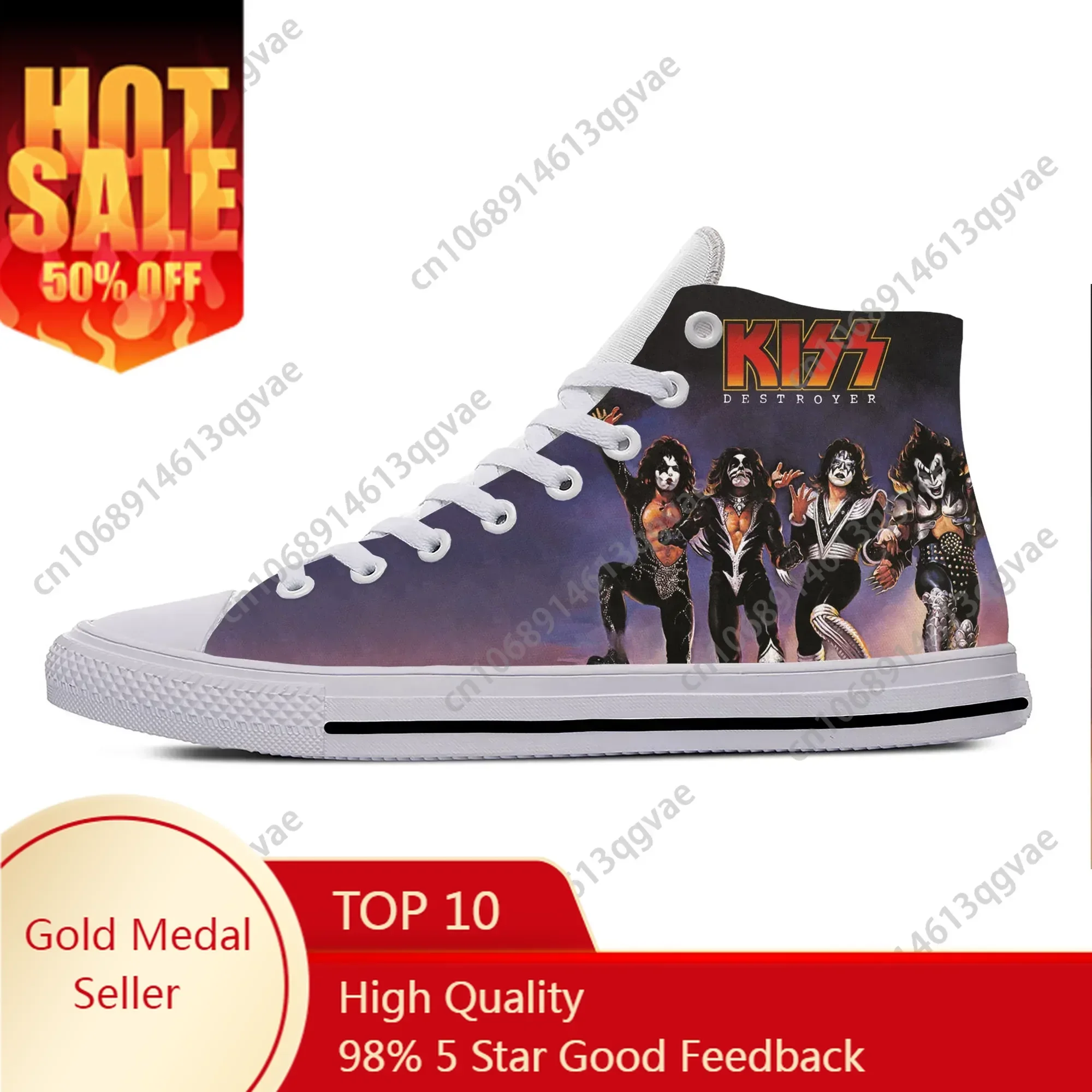 

Kiss Heavy Metal Rock Band Music High Top Sneakers Mens Womens Teenager Canvas Lightweight Sneaker Couple Custom Made Shoes