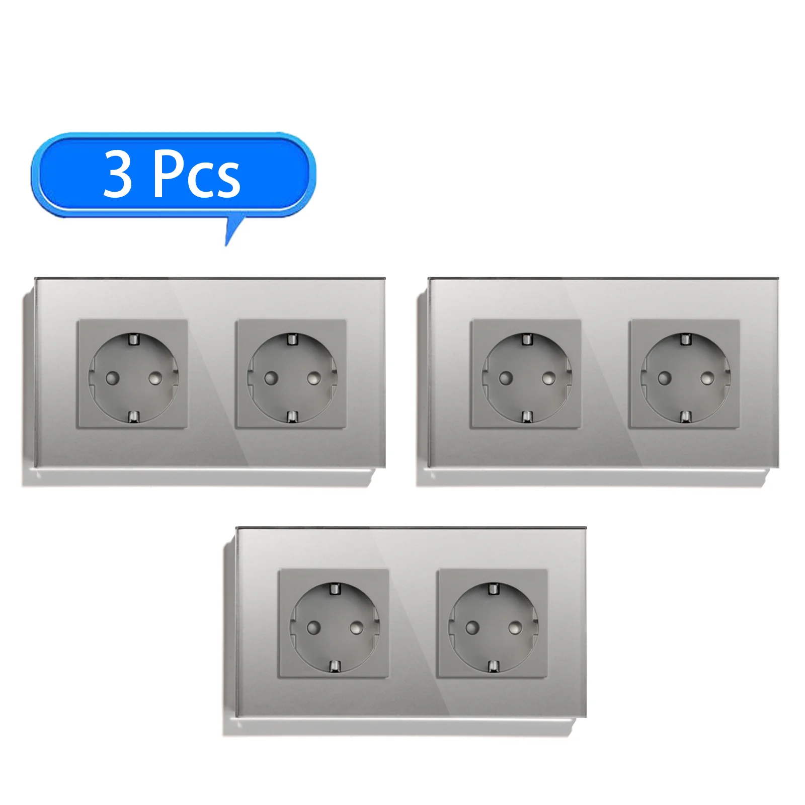 BSEED Wandsteckdosen, Glasrahmen, Doppelsteckdosen, 16 A, EU-Standard, 110 V – 240 V, Steckdose, Wandsteckdosen