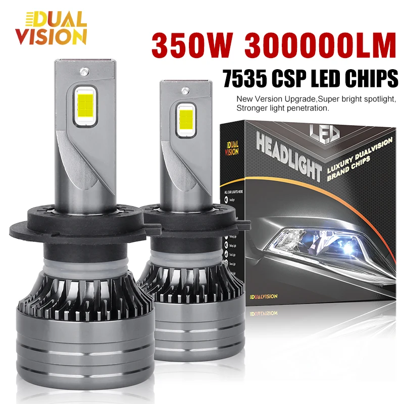 Dualvision 2PCS Car Lights H7 H4 H1 9006 H11 9005 Super Bright LED Headlights High Low Beam Fog Light Bulb White 6000K 12V