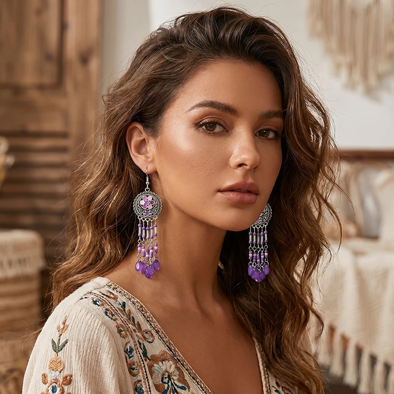 Klassische Vintage Wasser Tropfen Ohrringe für Frauen Böhmischen Tropfen Öl Geometrische Persönlichkeit Ohrringe Weiblichen Ethnischen Stil Schmuck