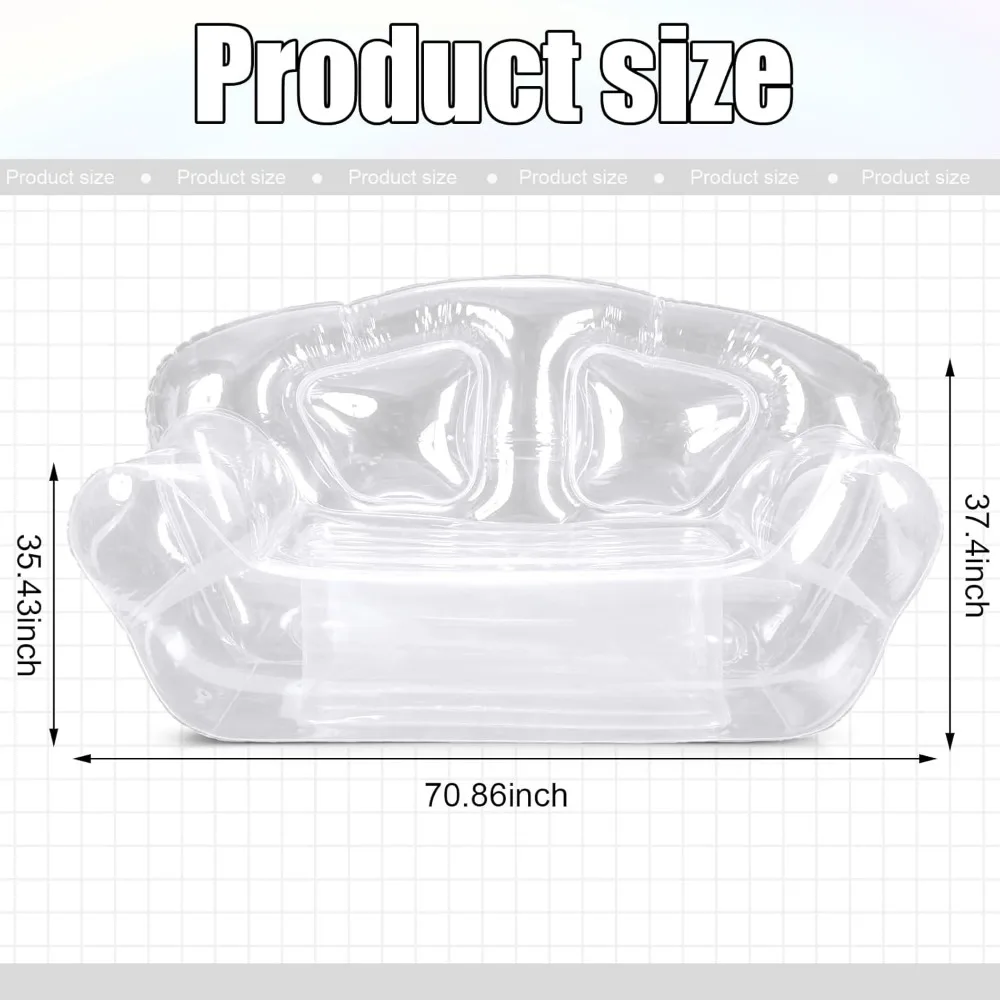 Transparent Clear Inflatable Sofa Seat Double Person Blow up Chair Yard Portable Inflatable Couch Air Couch Patio Blow