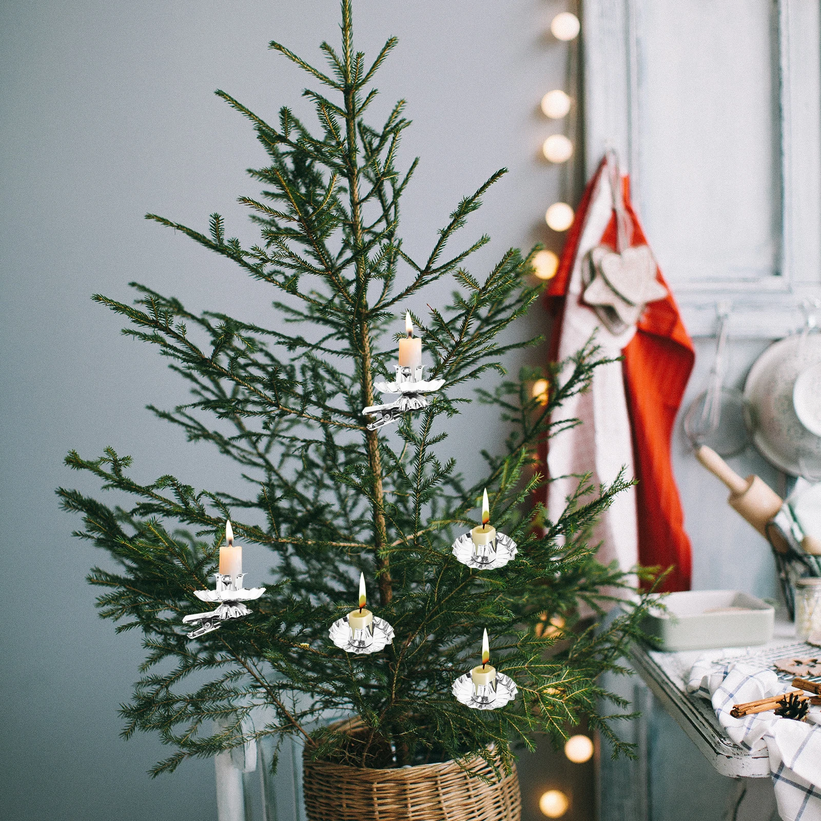 

36pcs Christmas Holder Clips Metal Silver Iron For Tree Holders Decoration Xmas Tea Light Holder Clip