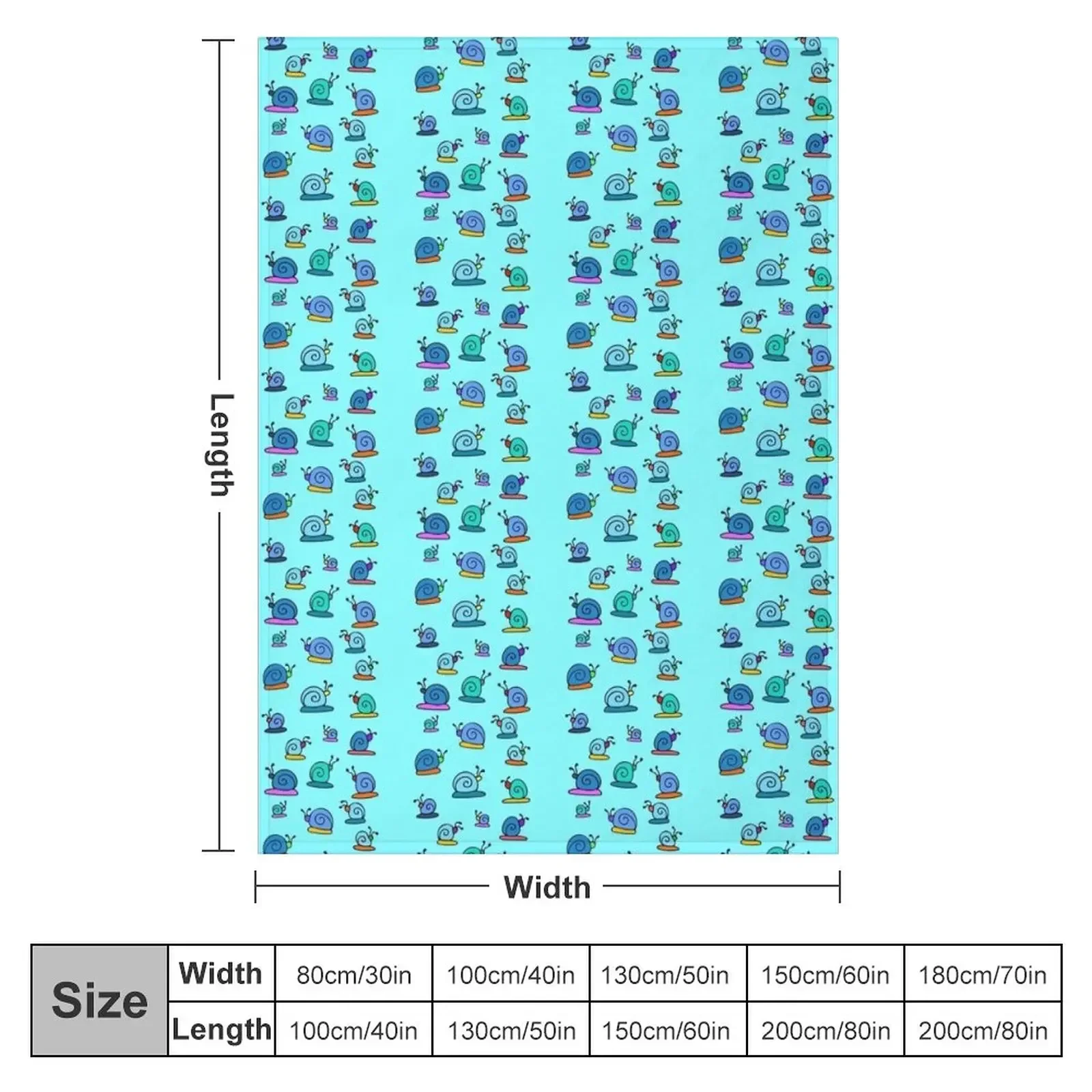 Colorful and Cute Snail Pattern (teal) Throw Blanket Tourist Thin Decoratives Blankets